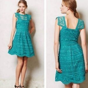 Yoana Baraschi Turquoise Lace Mini Dress